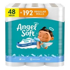 Soft and Strong Toilet Tissue with Fresh Linen Scented Tube [48 Mega Rolls = 192 Regular Rolls]